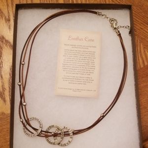 Silpada 3 Strand Leather Necklace w Sterling Silvr